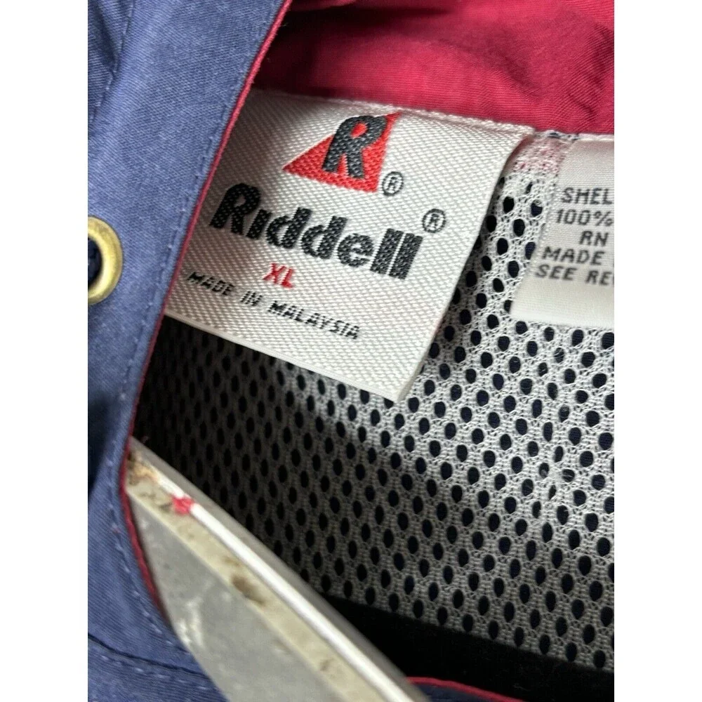 Vintage 90s Riddell Jacket High Vented Colorblock 1/4 Zip Spellout Size XL Blue